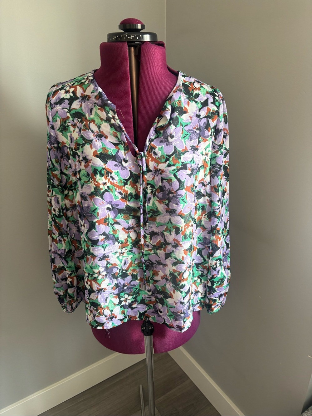 cleo Lavender, Green and White Floral Blouse